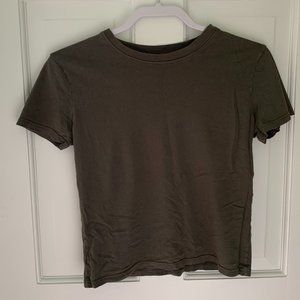 BRANDY MELVILLE John Galt Olive Green Tshirt, One Size